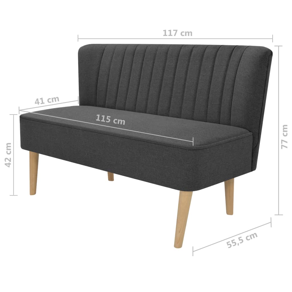  Canapé 117 x 55,5 x 77 cm Tissu Gris foncé