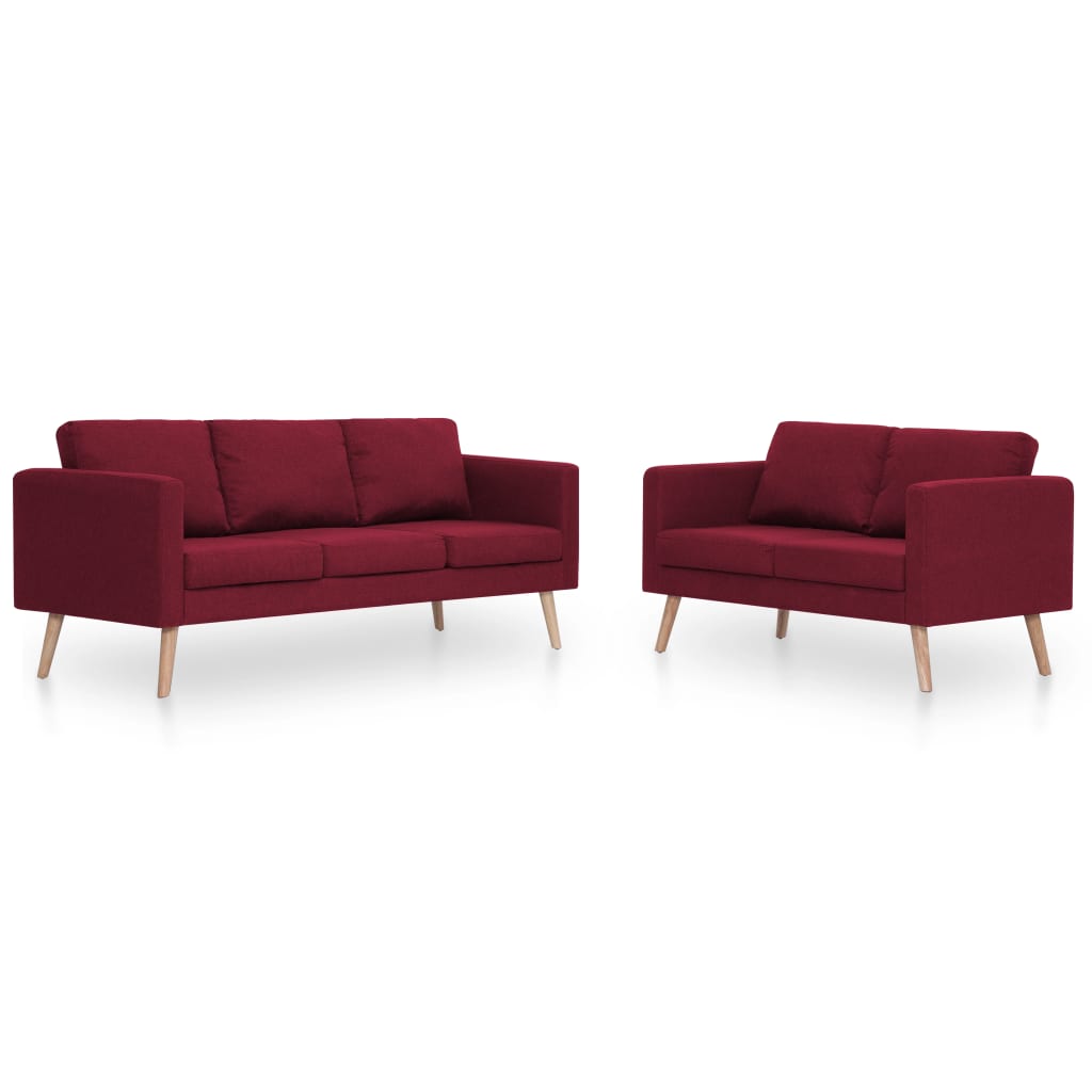  Ensemble de canapé 2 pcs Tissu Rouge bordeaux