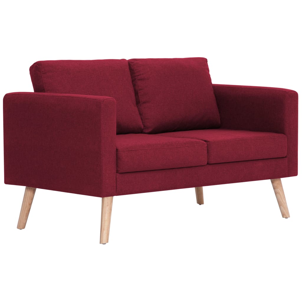  Ensemble de canapé 2 pcs Tissu Rouge bordeaux
