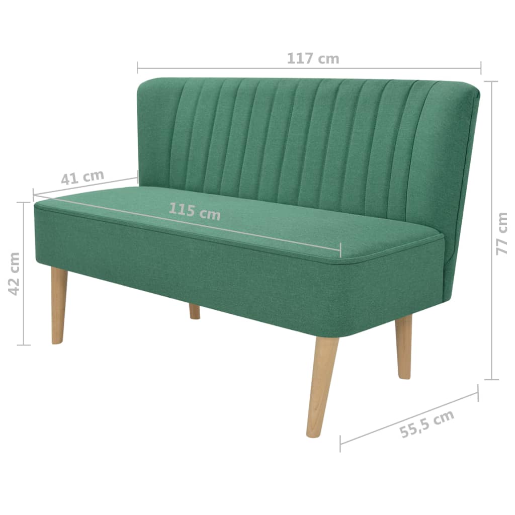  Canapé 117 x 55,5 x 77 cm Tissu Vert