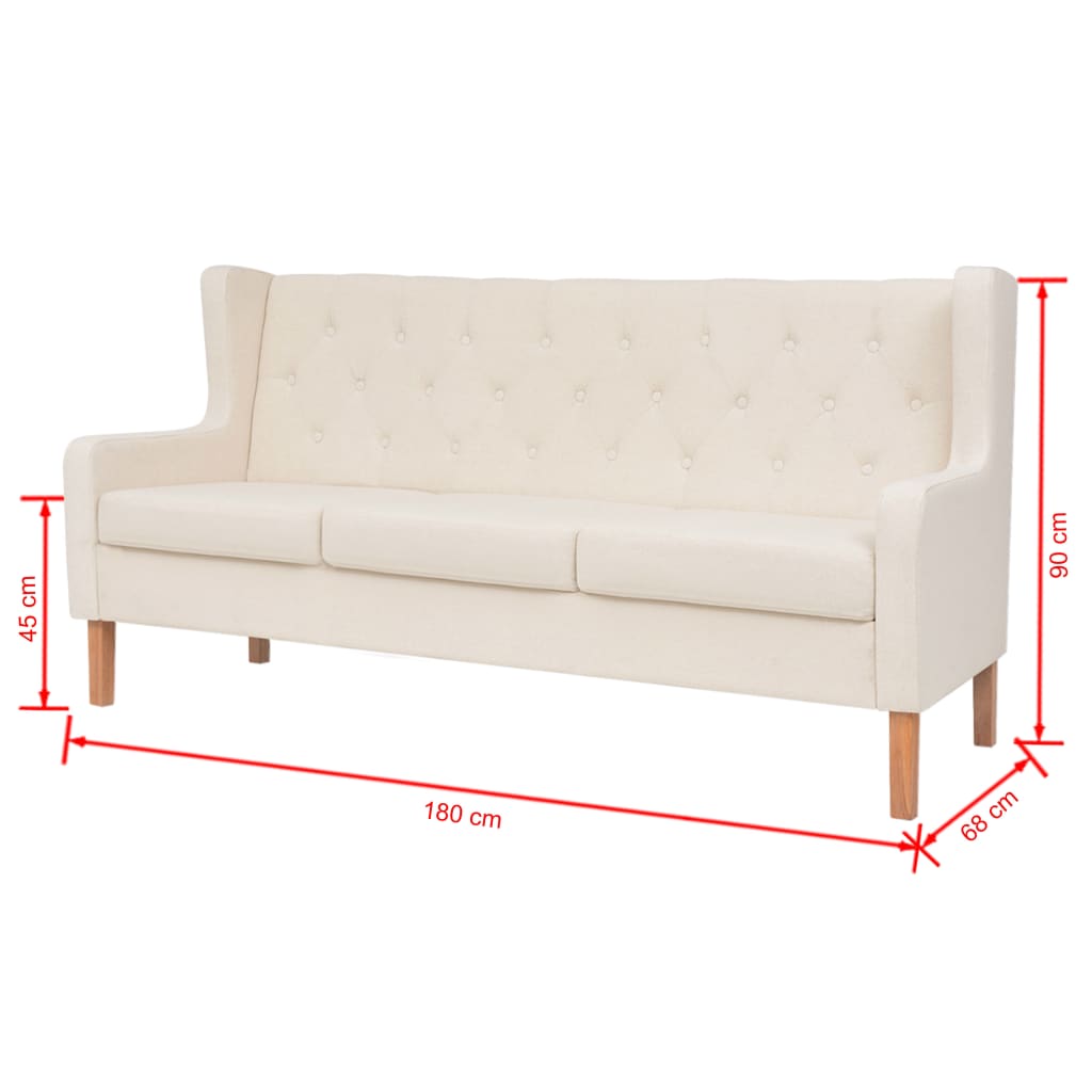  Ensemble de canapés 2 pcs tissu blanc crème