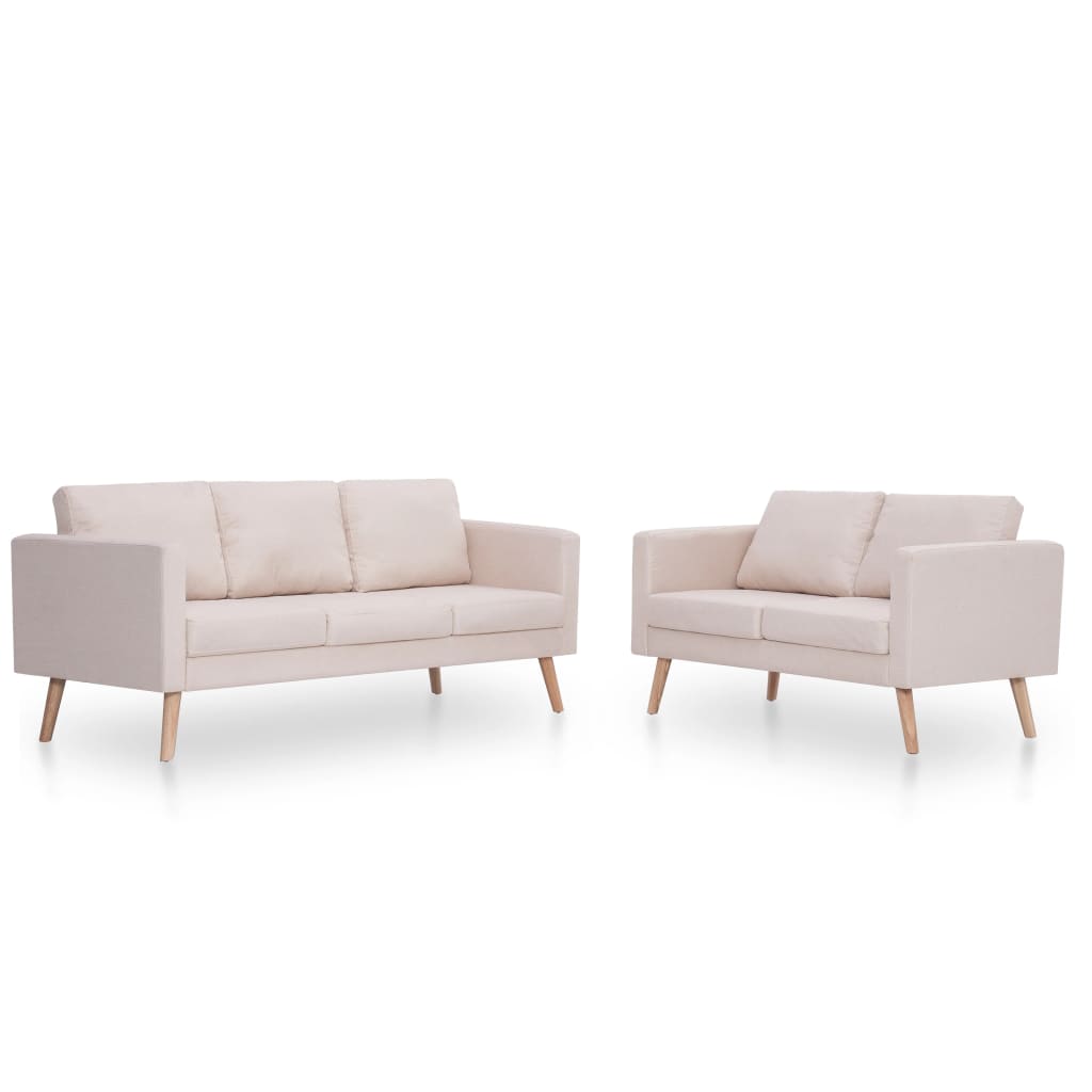  Ensemble de canapé 2 pcs Tissu Crème