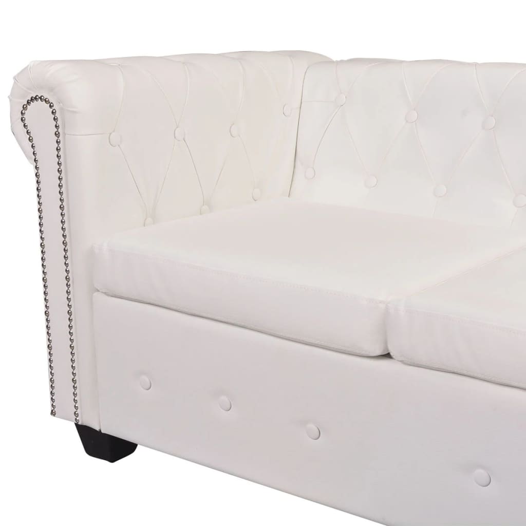  Canapé d'angle Chesterfield 5 plc Cuir artificiel Blanc