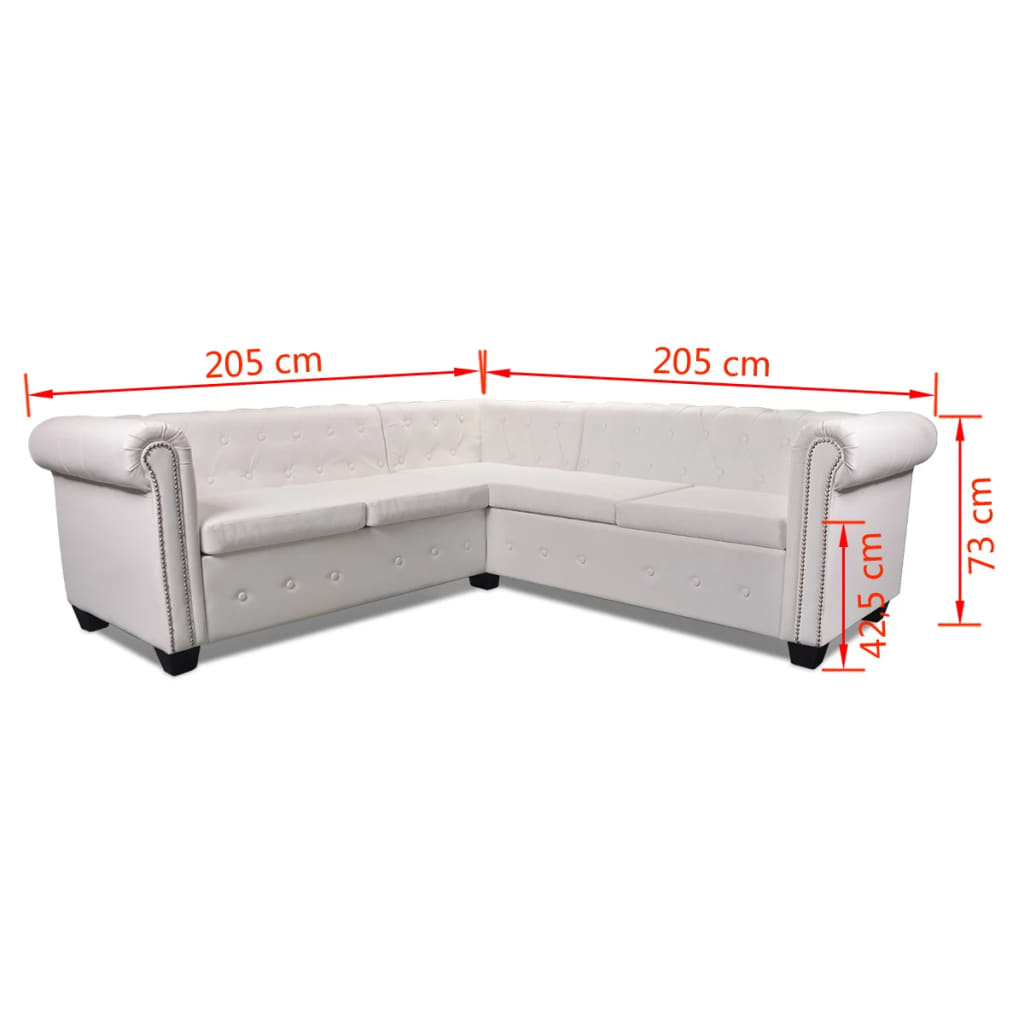  Canapé d'angle Chesterfield 5 plc Cuir artificiel Blanc
