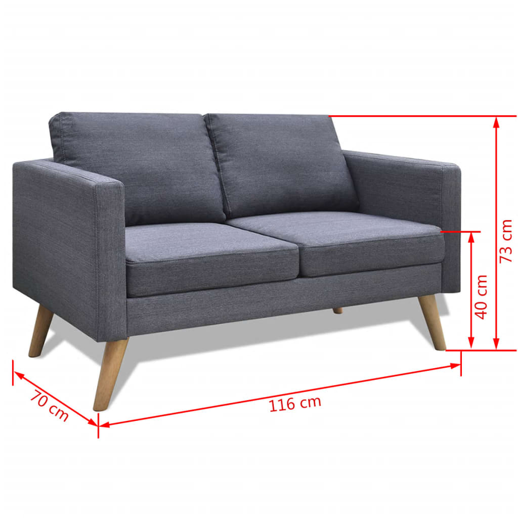  Canapé à 2 places Tissu Gris foncé