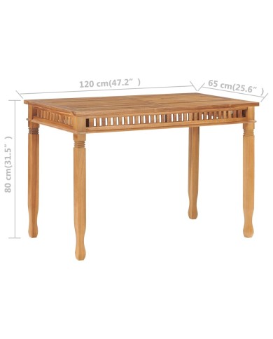 Table à dîner de jardin 120x65x80 cm Bois de teck solide