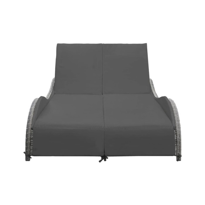 Chaise longue double avec coussin Résine tressée Anthracite