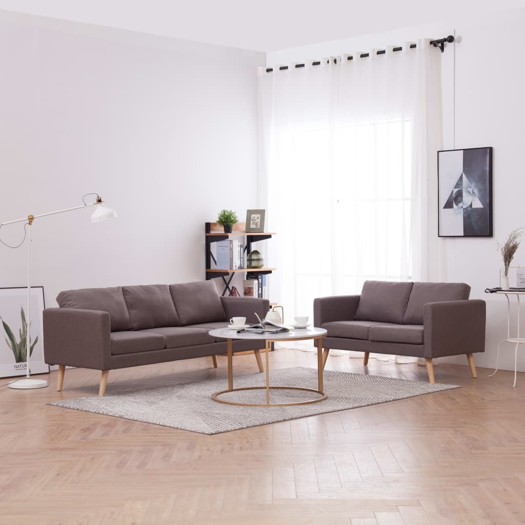  Ensemble de canapé 2 pcs Tissu Taupe