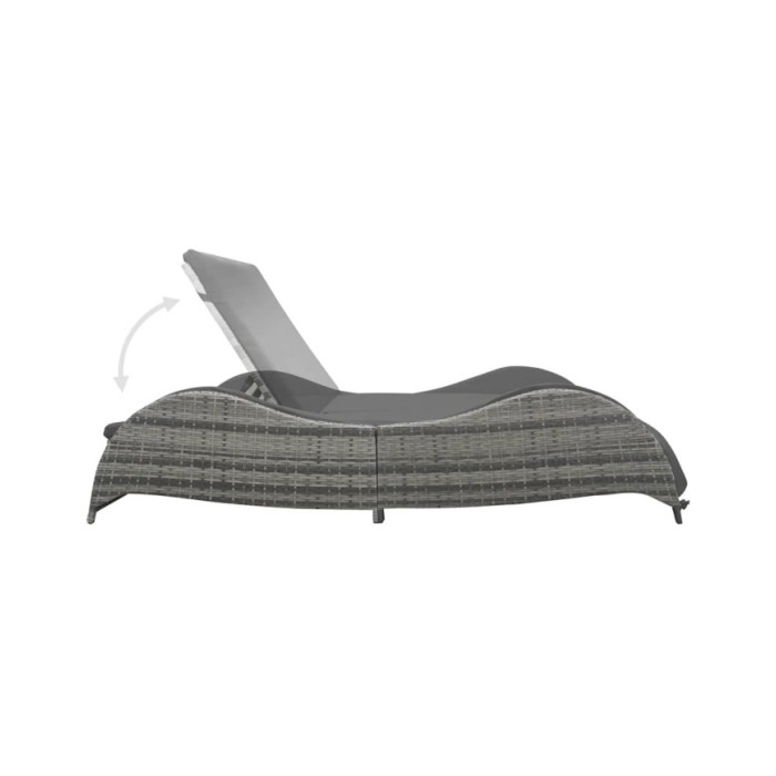 Chaise longue double avec coussin Résine tressée Anthracite