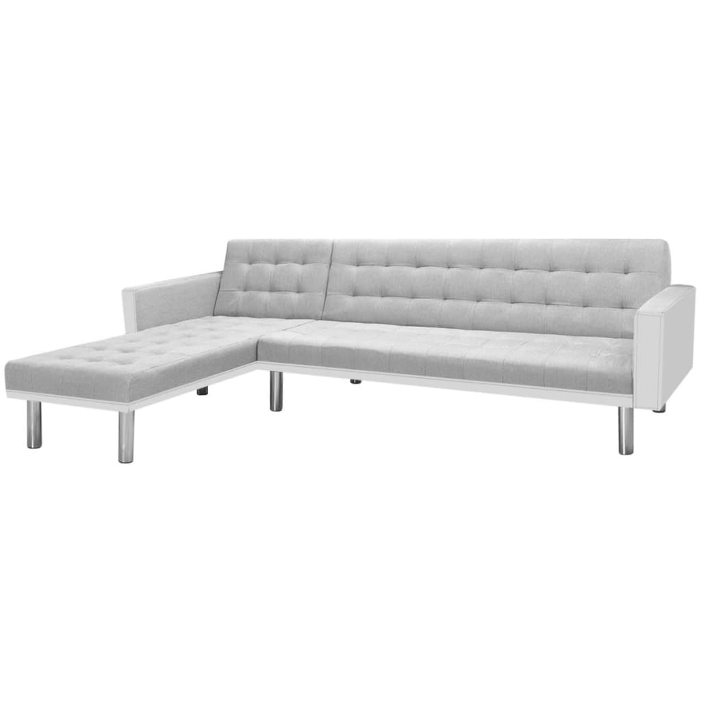 Canapé-lit d'angle tissu 218 x 155 x 69 cm blanc et gris