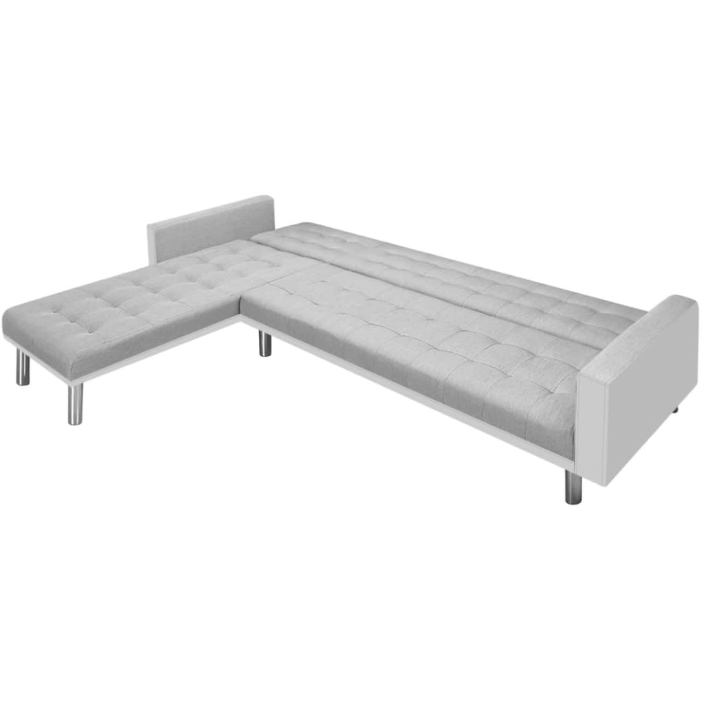  Canapé-lit d'angle tissu 218 x 155 x 69 cm blanc et gris