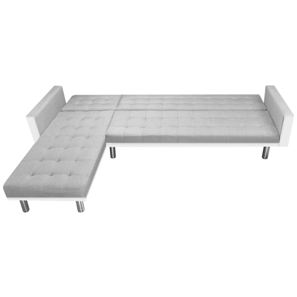  Canapé-lit d'angle tissu 218 x 155 x 69 cm blanc et gris