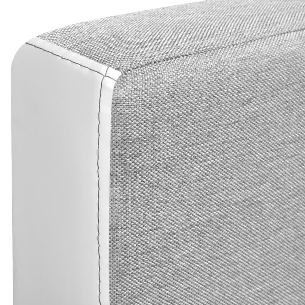  Canapé-lit d'angle tissu 218 x 155 x 69 cm blanc et gris