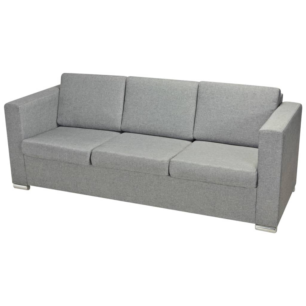  Canapé à 3 places Tissu Gris clair