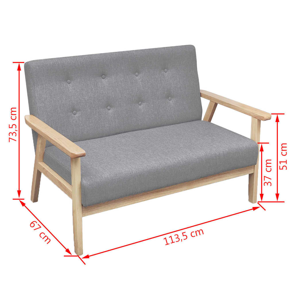 Ensemble de canapés 2 pcs Tissu Gris clair