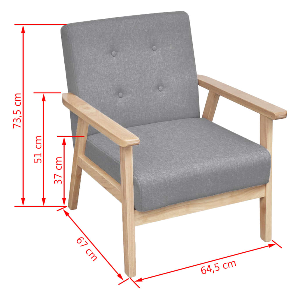  Ensemble de canapés 2 pcs Tissu Gris clair