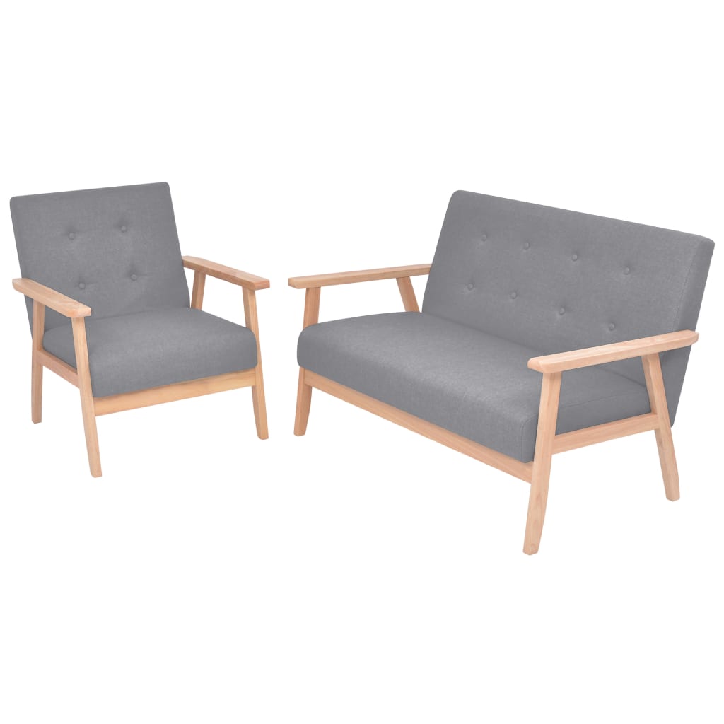  Ensemble de canapés 2 pcs Tissu Gris clair