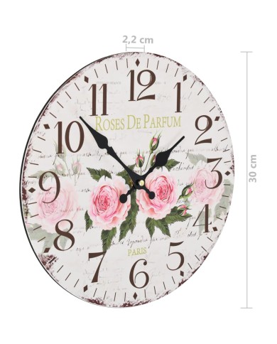 Horloge murale vintage Fleur 30 cm
