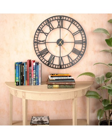 Horloge murale vintage avec mouvement à quartz Métal 60 cm XXL