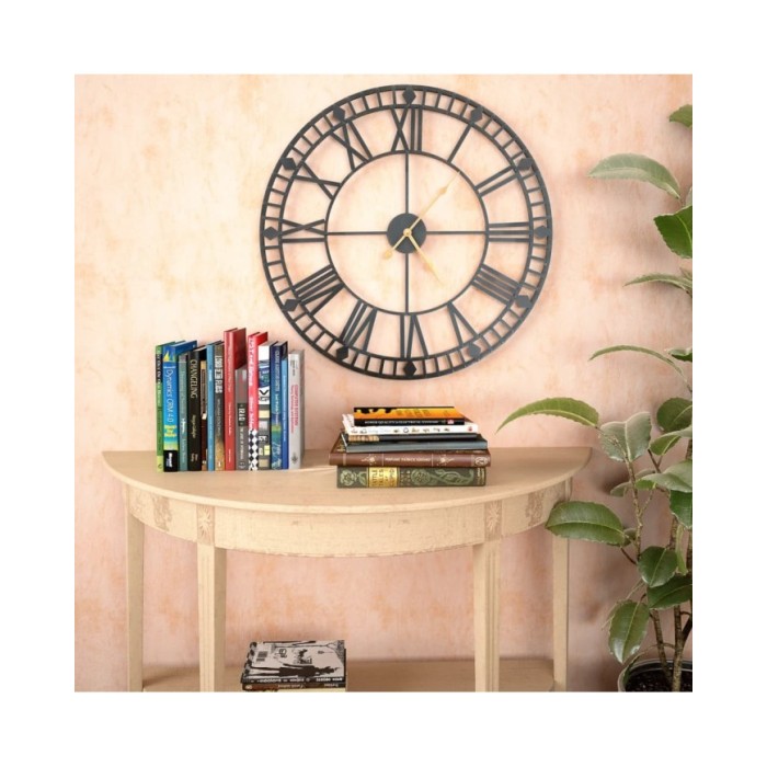 Horloge murale vintage avec mouvement à quartz Métal 60 cm XXL