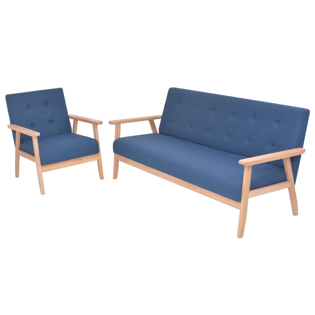  Ensemble de canapé 2 pcs Tissu bleu