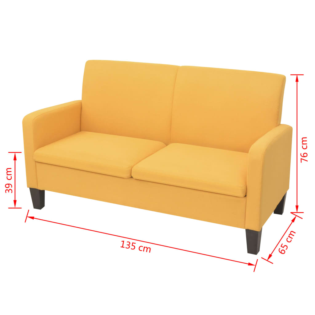  Canapé à 2 places 135 x 65 x 76 cm Jaune