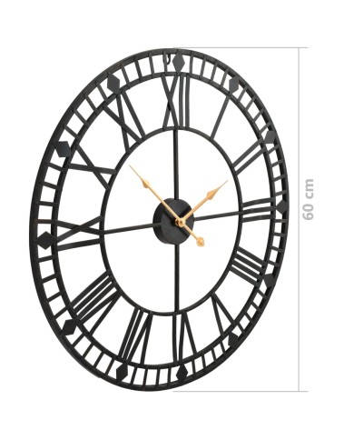 Horloge murale vintage avec mouvement à quartz Métal 60 cm XXL
