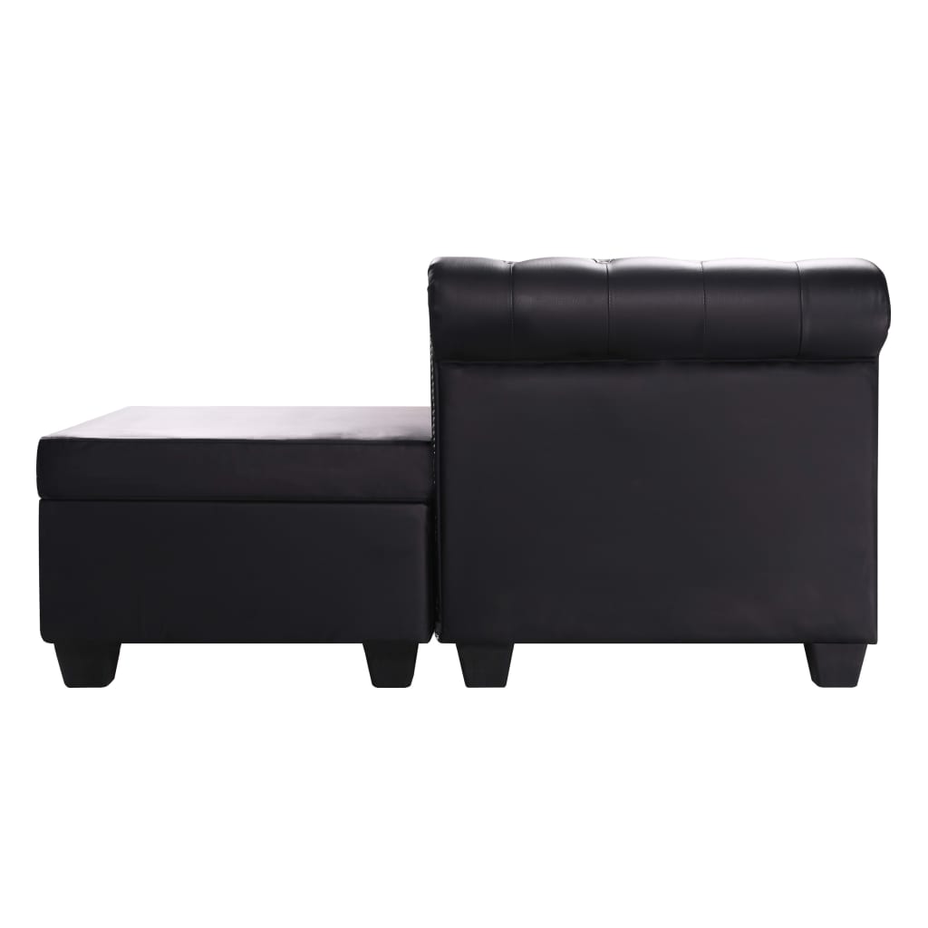  Canapé Chesterfield en forme de L cuir synthétique noir