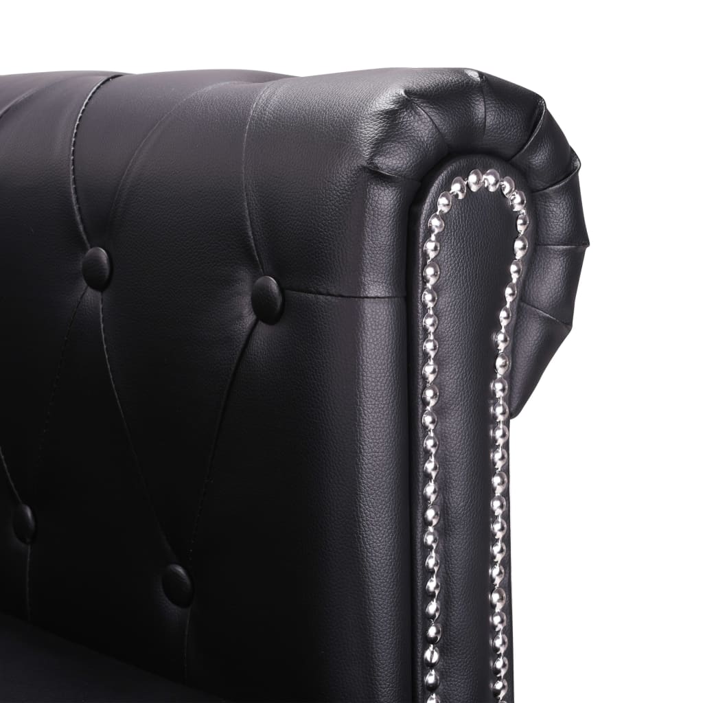  Canapé Chesterfield en forme de L cuir synthétique noir