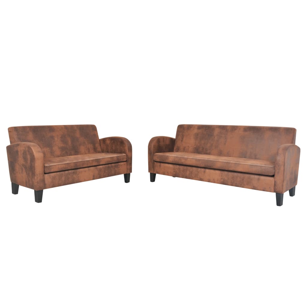  Ensemble de canapés 2 pcs Daim synthétique Marron