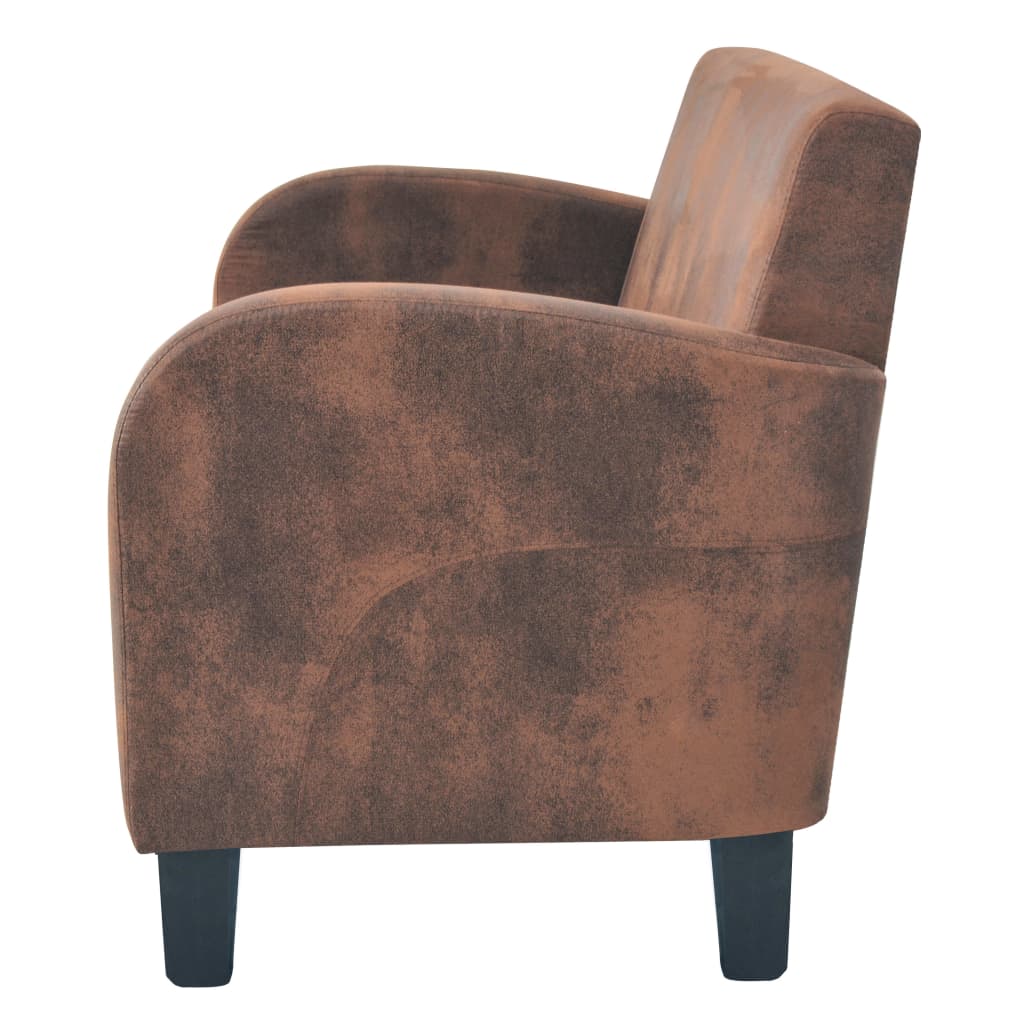  Ensemble de canapés 2 pcs Daim synthétique Marron