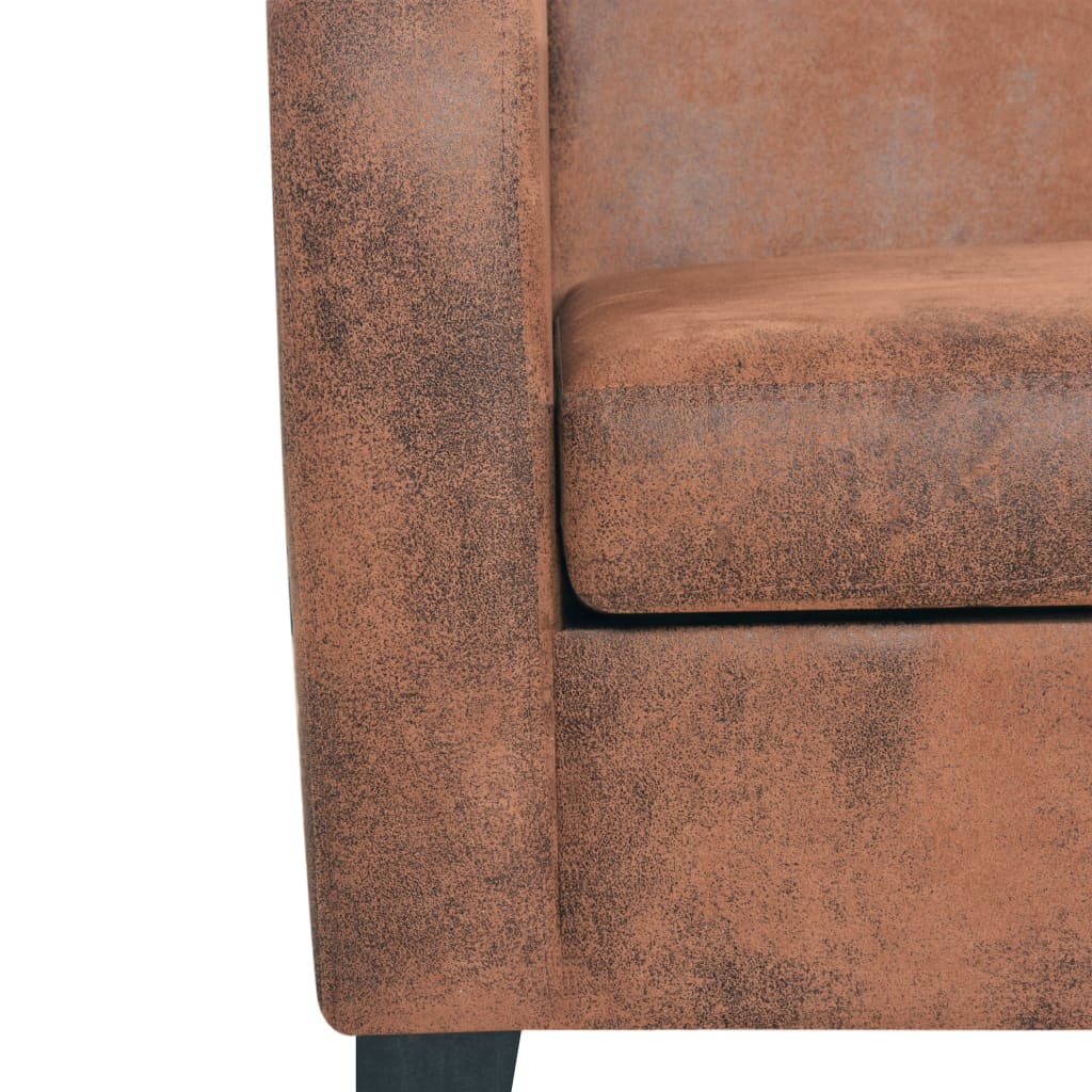  Ensemble de canapés 2 pcs Daim synthétique Marron
