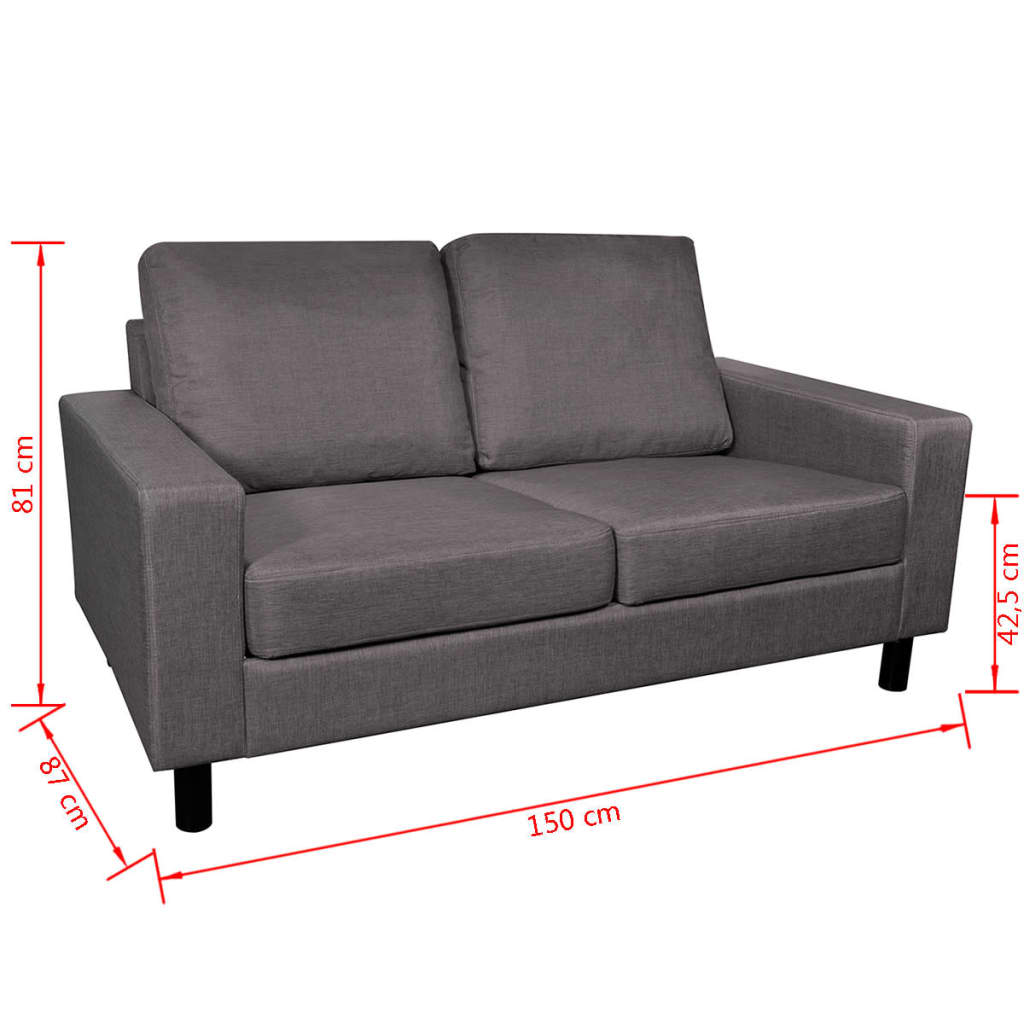  Canapé à 2 places Tissu Gris foncé