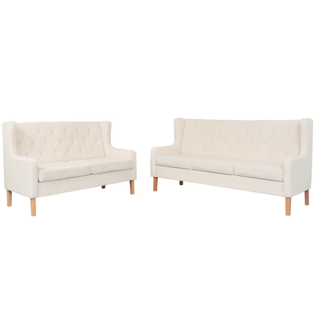  Ensemble de canapés 2 pcs tissu blanc crème
