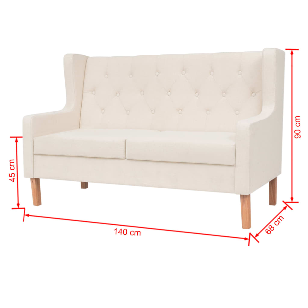  Ensemble de canapés 2 pcs tissu blanc crème