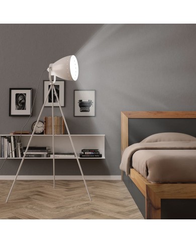 Lampadaire trépied Métal Blanc E27