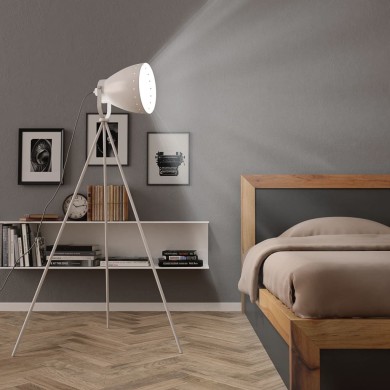 Lampadaire trépied Métal Blanc E27