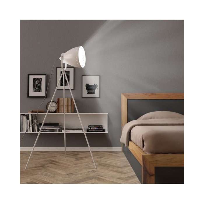 Lampadaire trépied Métal Blanc E27