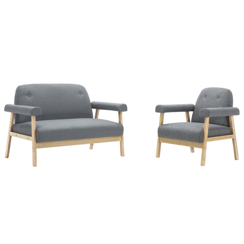  Ensemble de canapé pour 3 personnes 2 pcs Tissu Gris clair