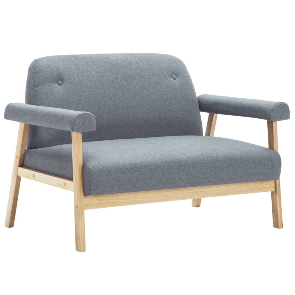  Ensemble de canapé pour 3 personnes 2 pcs Tissu Gris clair