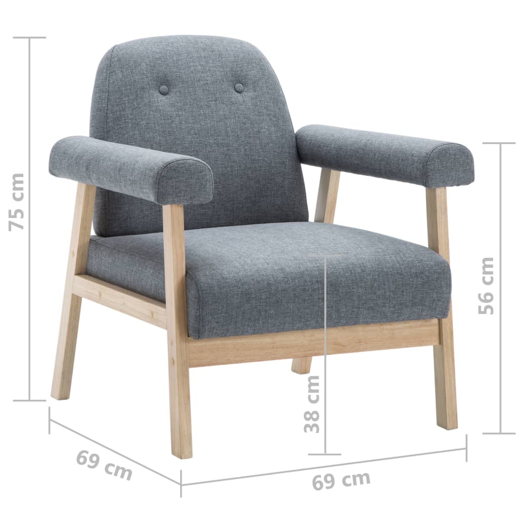  Ensemble de canapé pour 3 personnes 2 pcs Tissu Gris clair