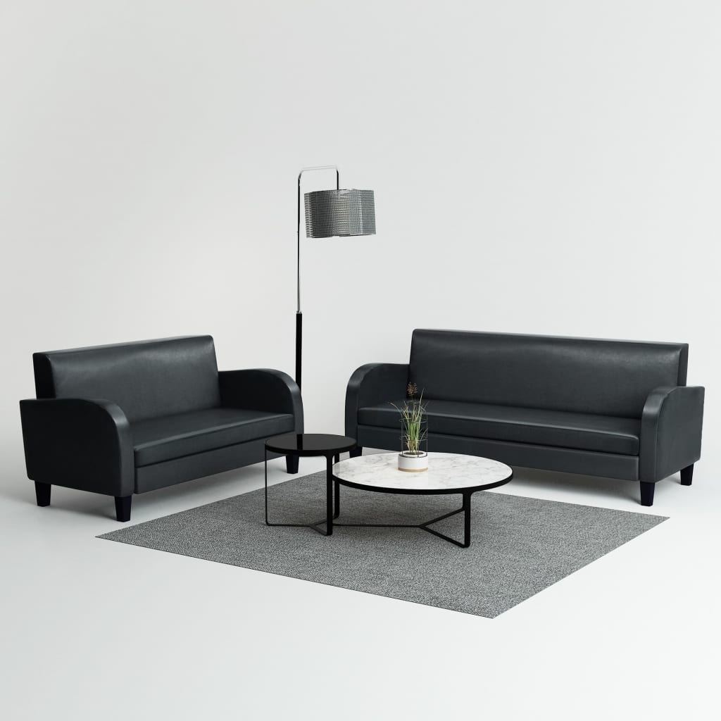  Ensemble de canapés 2 pcs cuir synthétique noir