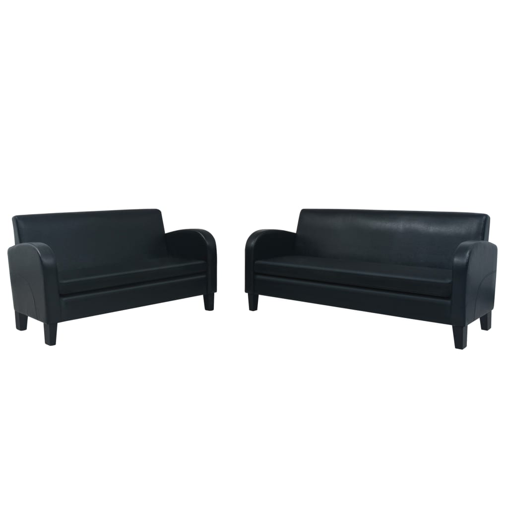  Ensemble de canapés 2 pcs cuir synthétique noir