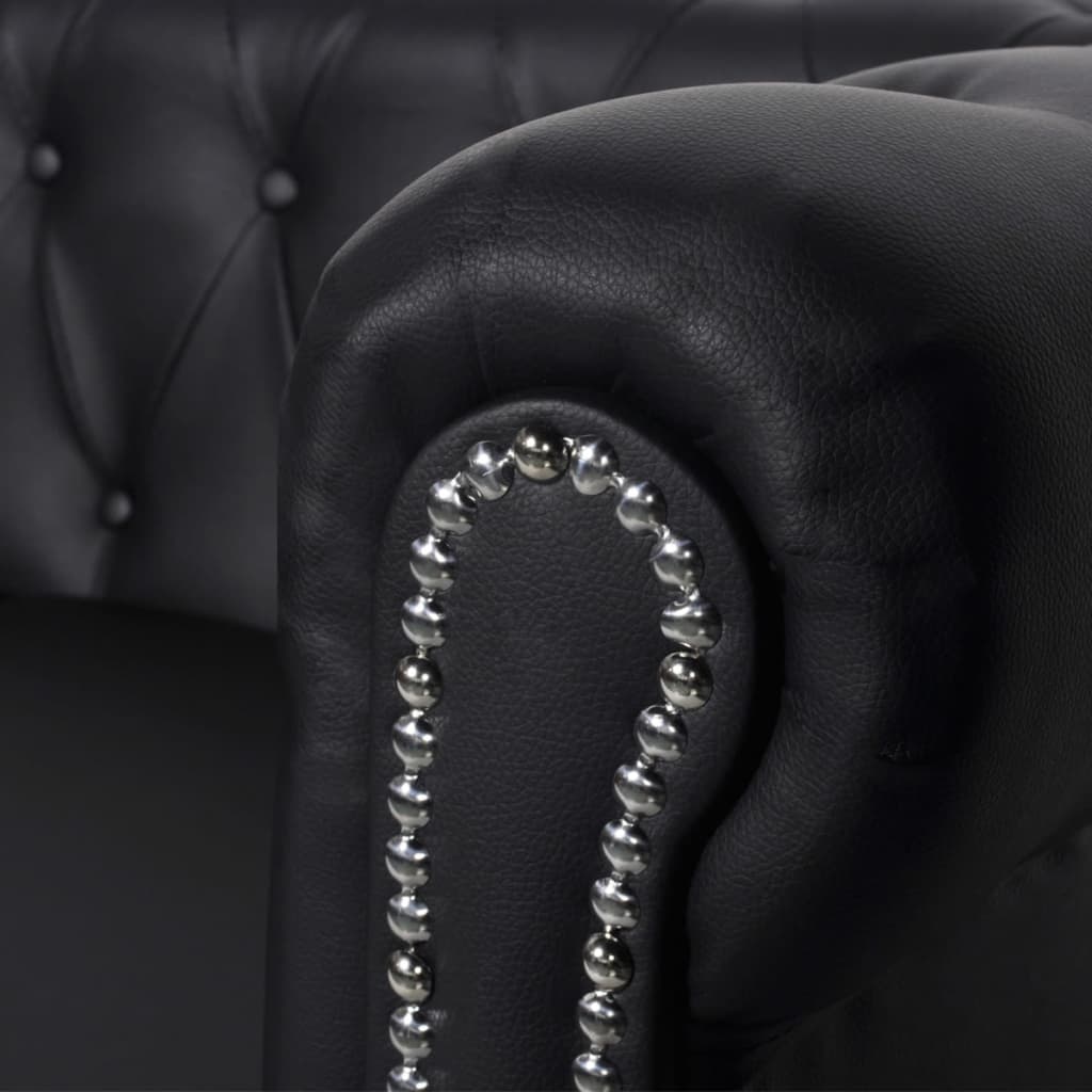  Canapé Chesterfield à 3 places cuir synthétique noir
