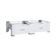 Socle double pour lave-linge et sèche-linge avec tiroirs Blanc
