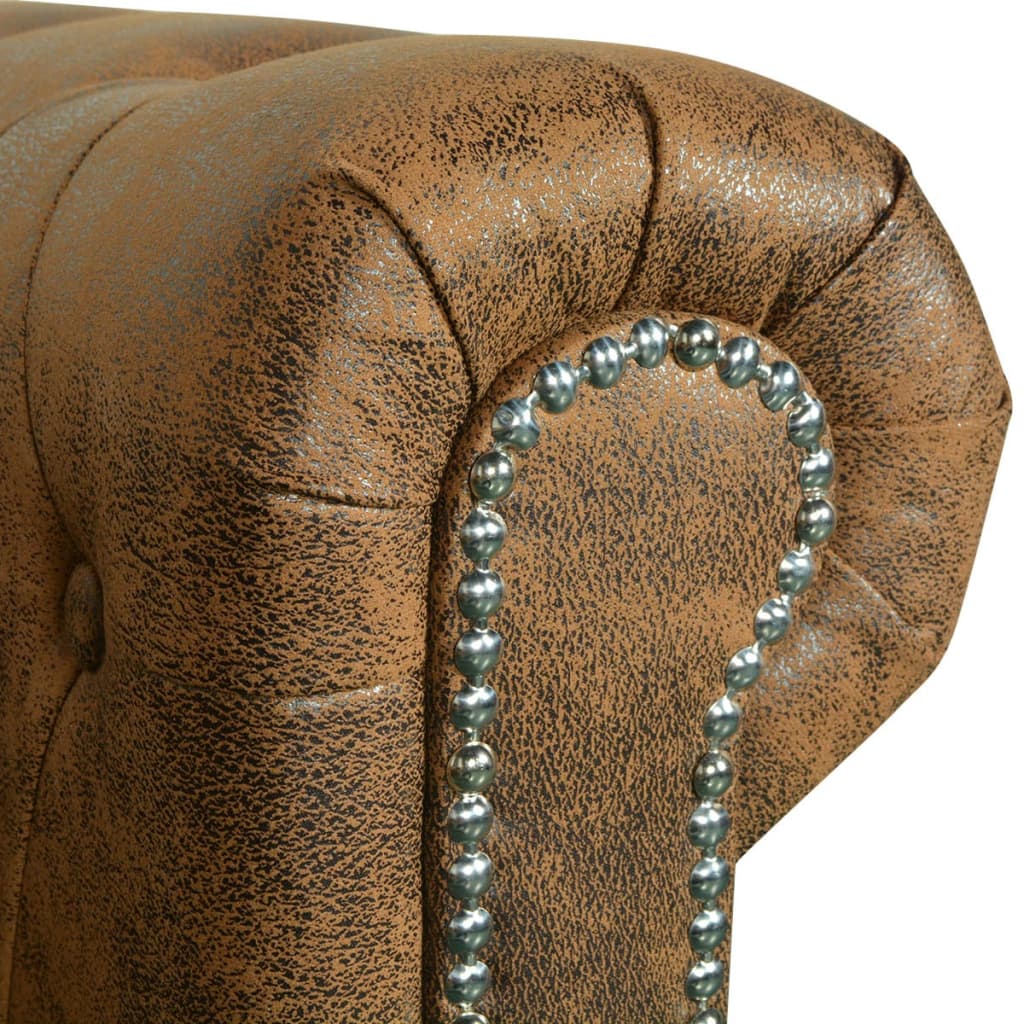  Canapé Chesterfield 2 places cuir artificiel marron