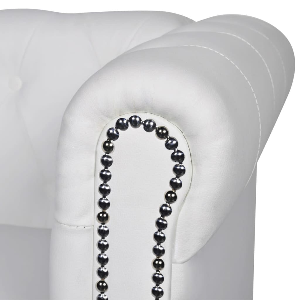  Canapé Chesterfield à 3 places cuir synthétique blanc