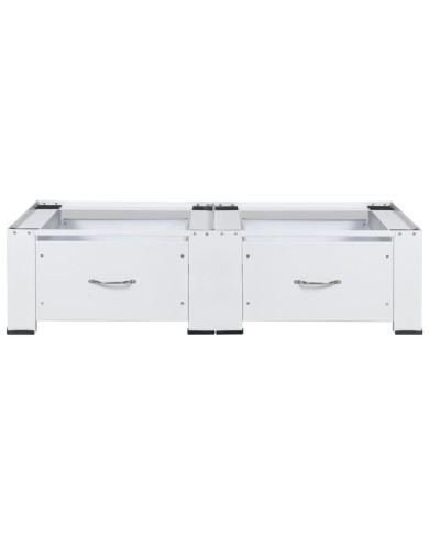 Socle double pour lave-linge et sèche-linge avec tiroirs Blanc