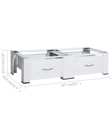 Socle double pour lave-linge et sèche-linge avec tiroirs Blanc