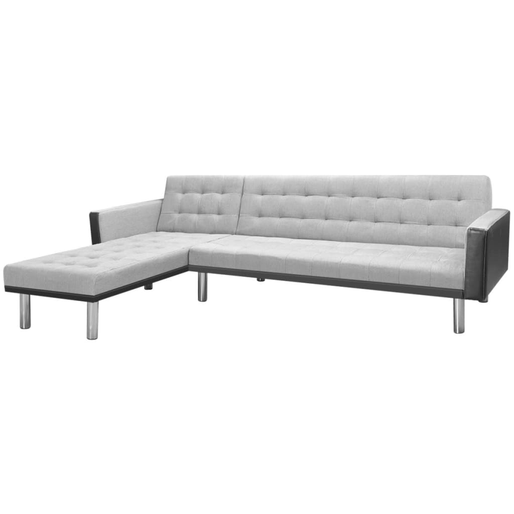  Canapé-lit d'angle tissu 218 x 155 x 69 cm noir et gris